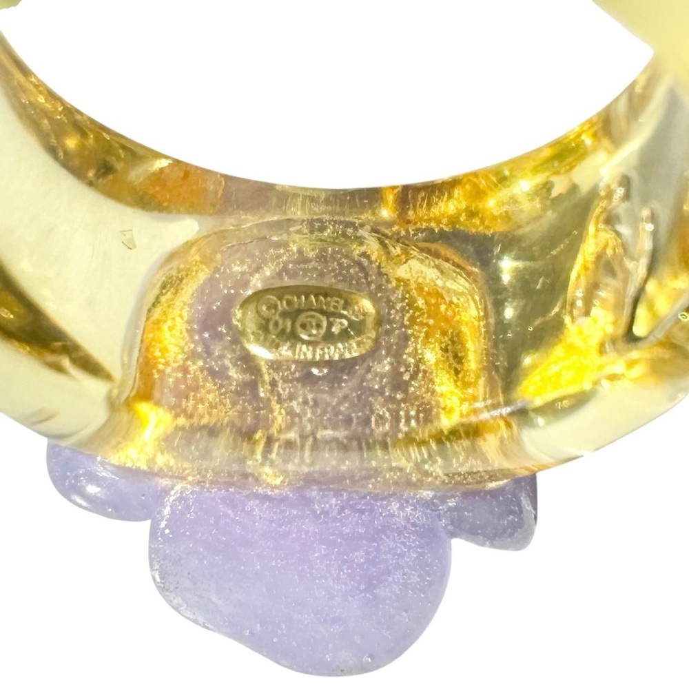 Chanel Purple Camellia Flower Ring 6.5 - Picture 7 of 15